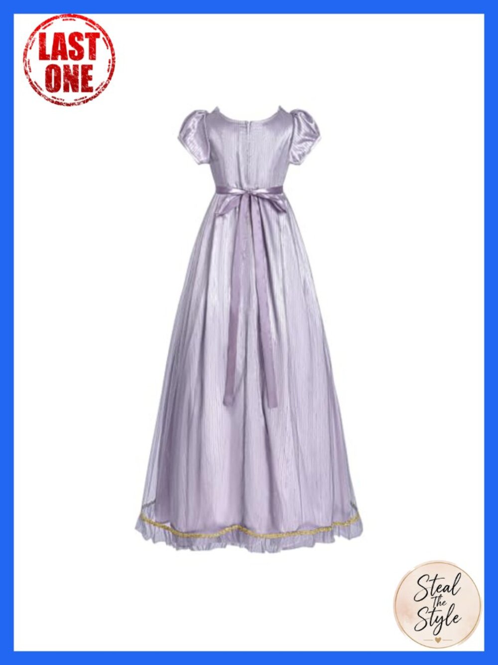 Regency Dress Victorian Costume Empire Waist Gown Satin Polyester Blend - Picture 5 of 6